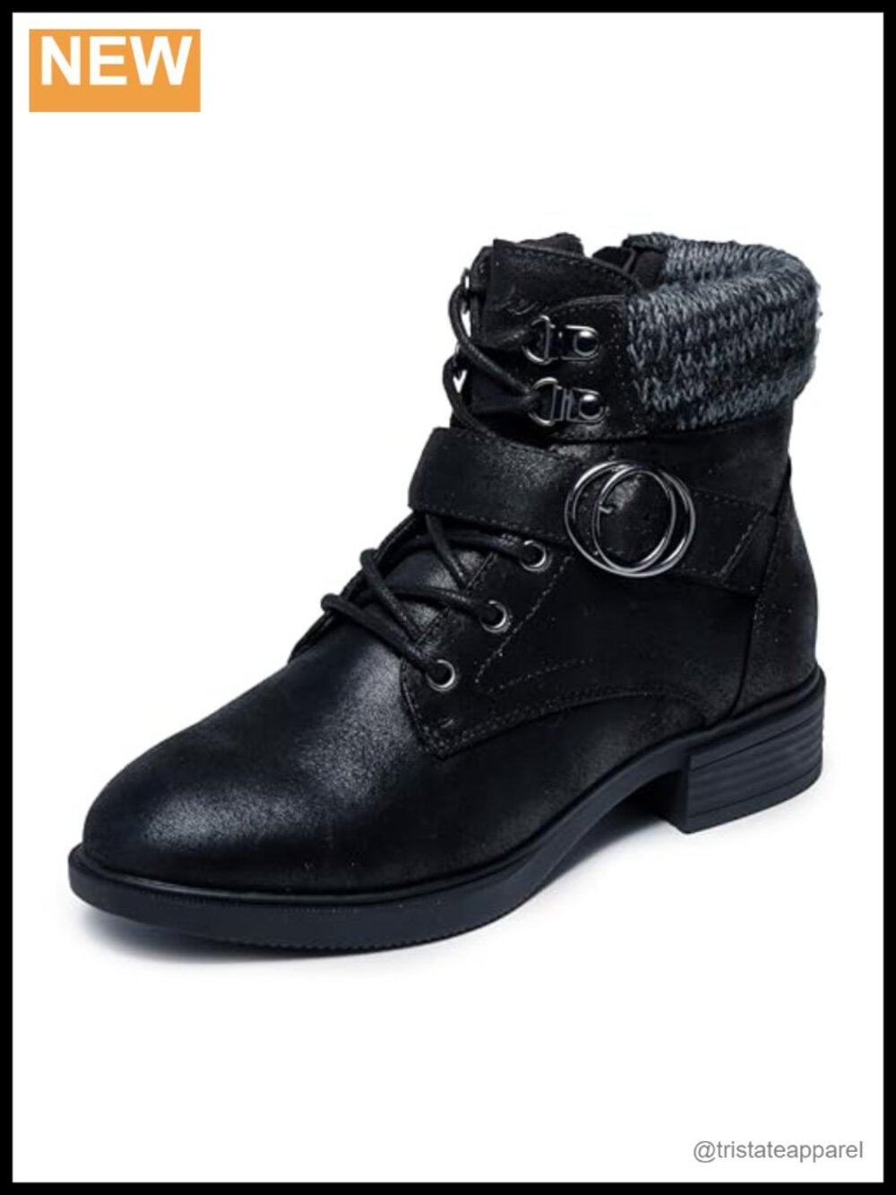 Faux Leather Ankle Booties with Buckle Accents & Memory Foam